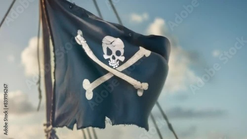 Black Pirate Flag with Jolly Roger in a Bold Style with Historical Significance for Nautical Adventure Concept