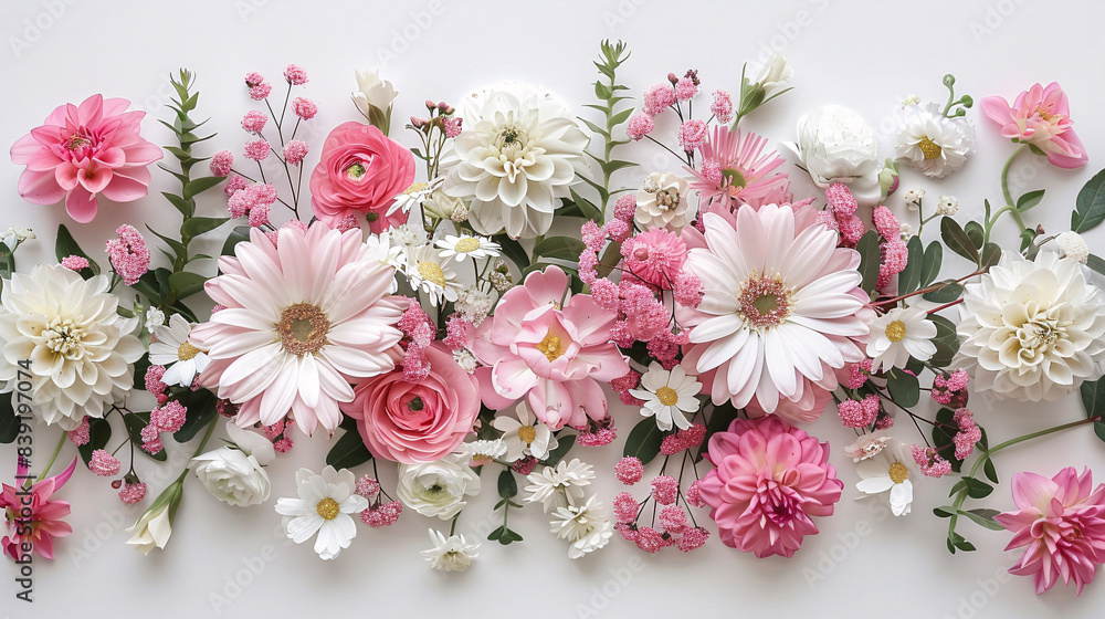 Beautiful botanical design with pink and white flowers for a baby shower Beautiful botanical design with pink and white flowers for a baby shower