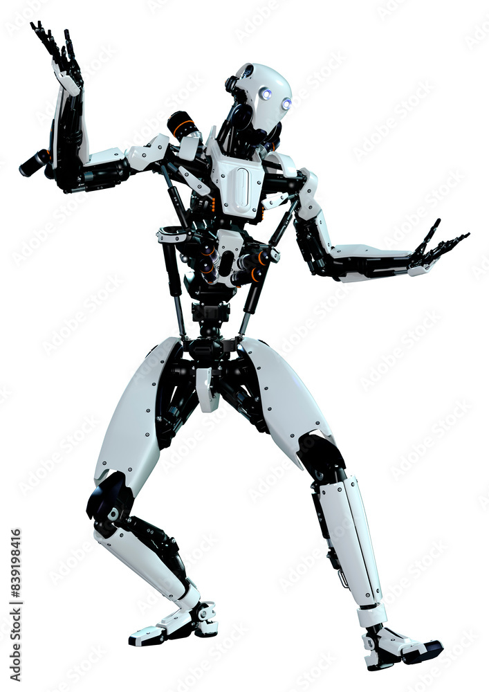 3D Rendering Male Robot on White 3D Rendering Male Robot on White