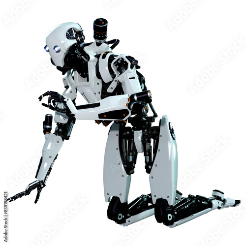 3D Rendering Male Robot on White