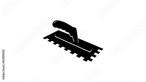 Tile Trowel with Square Notches, black isolated silhouette