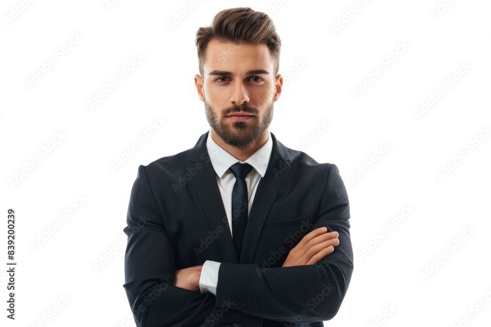 Portrait of Caucasian businessman in formalwear with arms crossed. Portrait of Caucasian businessman in formalwear with arms crossed.