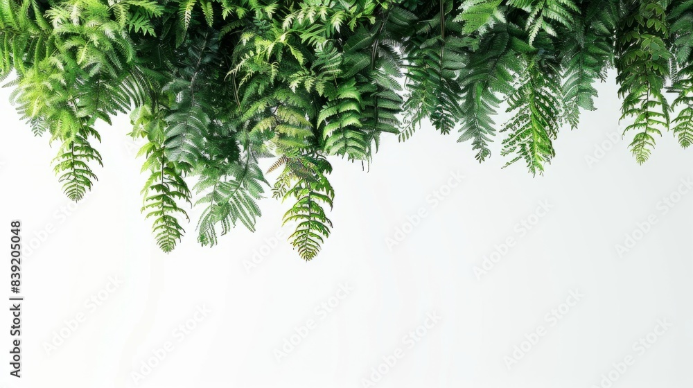 Lush green ferns cascading from a hanging basket Lush green ferns cascading from a hanging basket