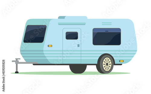 Modern trailer for travel and recreation. A car for going out and spending the night in nature.