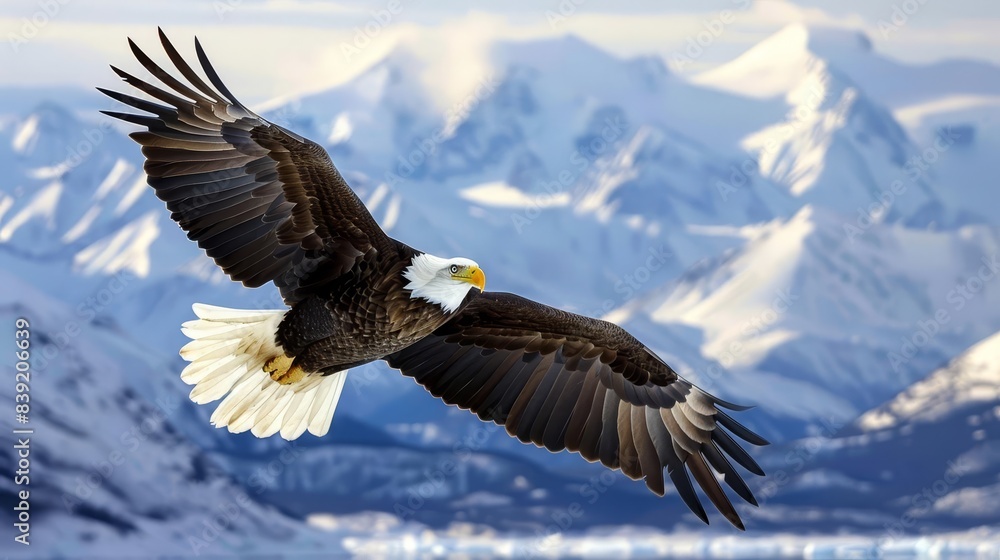 Fototapeta premium majestic bald eagle soaring in the sky symbol of freedom and strength
