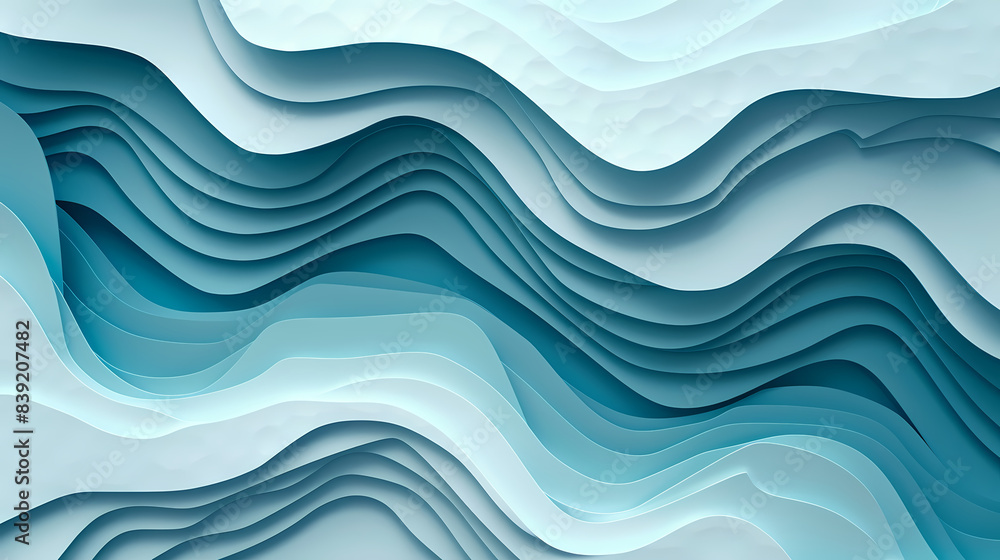 Fototapeta premium Abstract light blue waves paper art background vector image