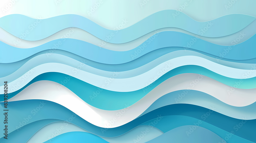 Abstract light blue waves paper art background vector image Abstract light blue waves paper art background vector image