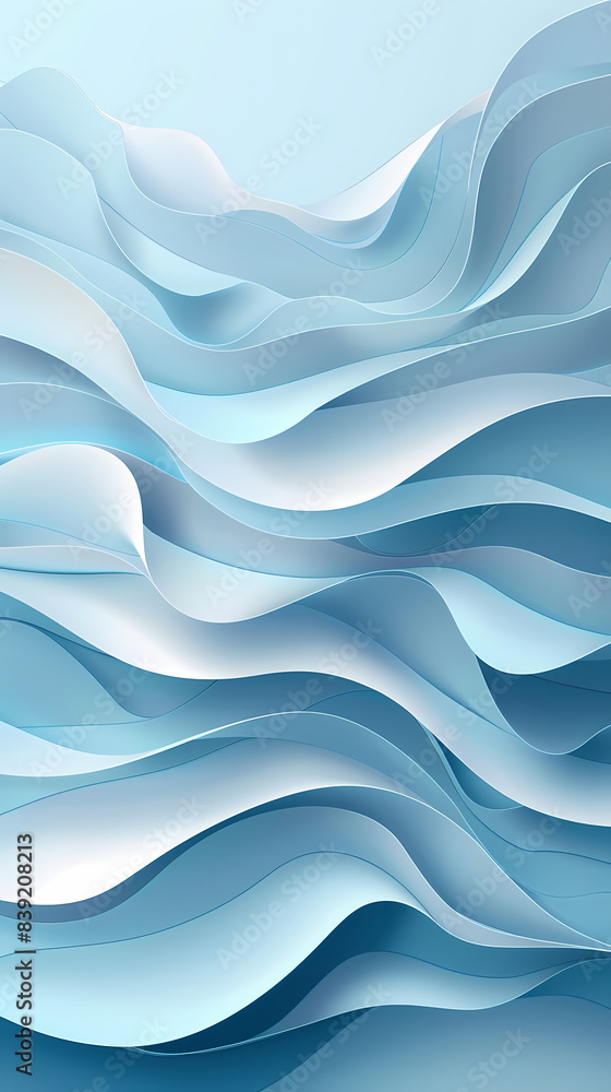 Fototapeta premium Abstract light blue waves paper art background vector image