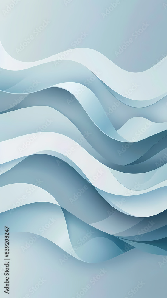 Fototapeta premium Abstract light blue waves paper art background vector image