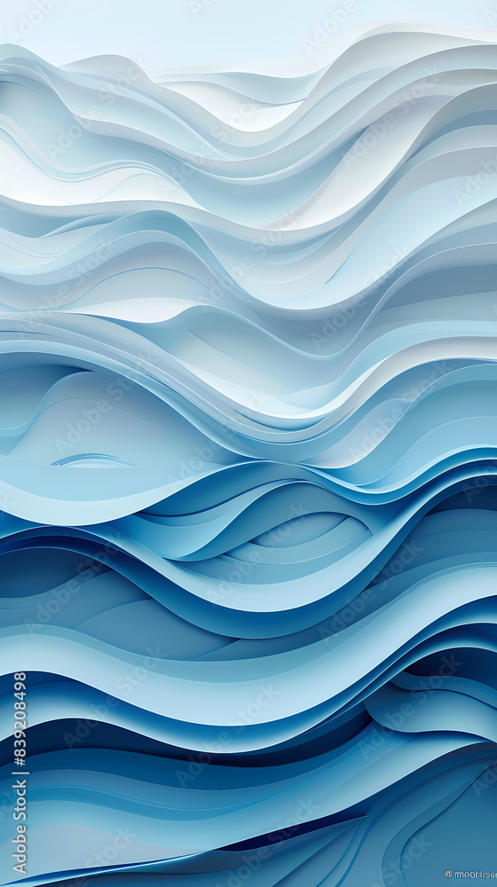 Obraz premium Abstract light blue waves paper art background vector image