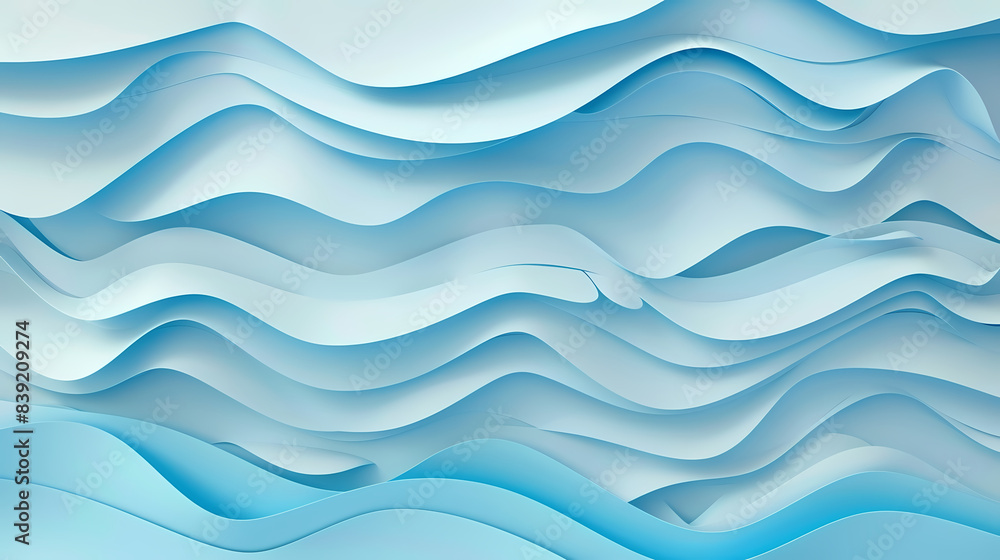 Fototapeta premium Abstract light blue waves paper art background vector image