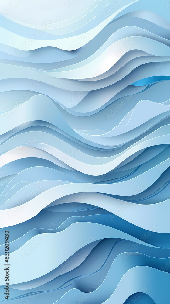 Fototapeta premium Abstract light blue waves paper art background vector image