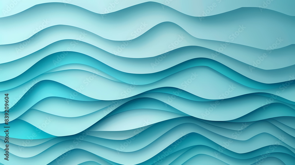 Fototapeta premium Abstract light blue waves paper art background vector image