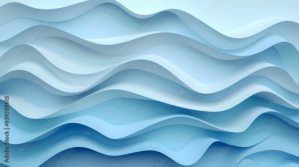 Fototapeta premium Abstract light blue waves paper art background vector image