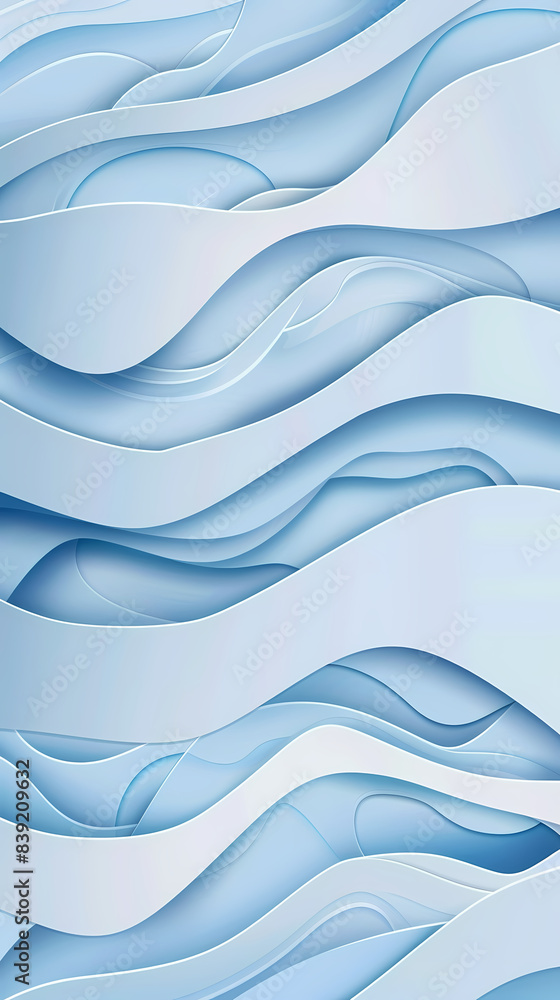Fototapeta premium Abstract light blue waves paper art background vector image