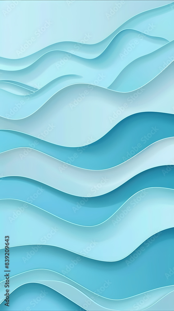 Fototapeta premium Abstract light blue waves paper art background vector image