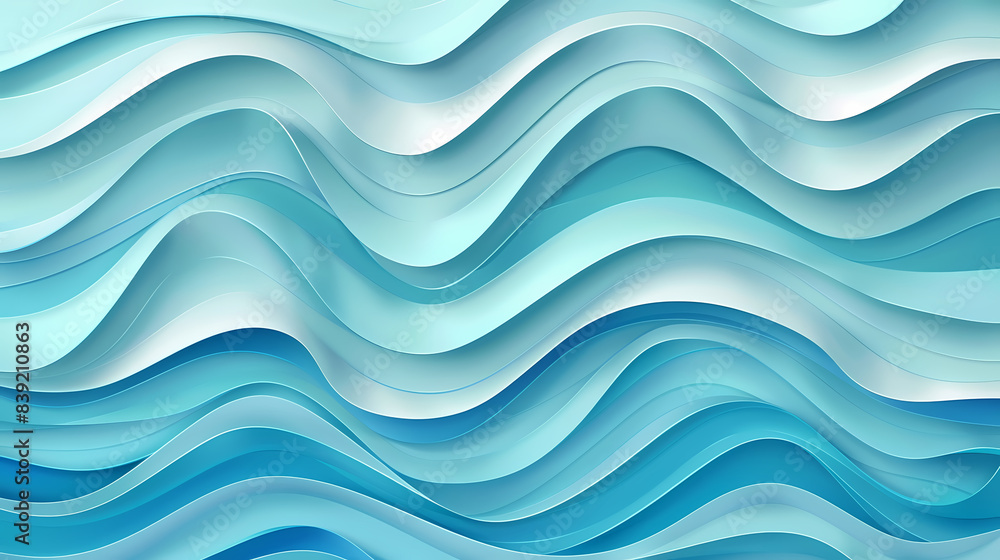 Fototapeta premium Abstract light blue waves paper art background vector image