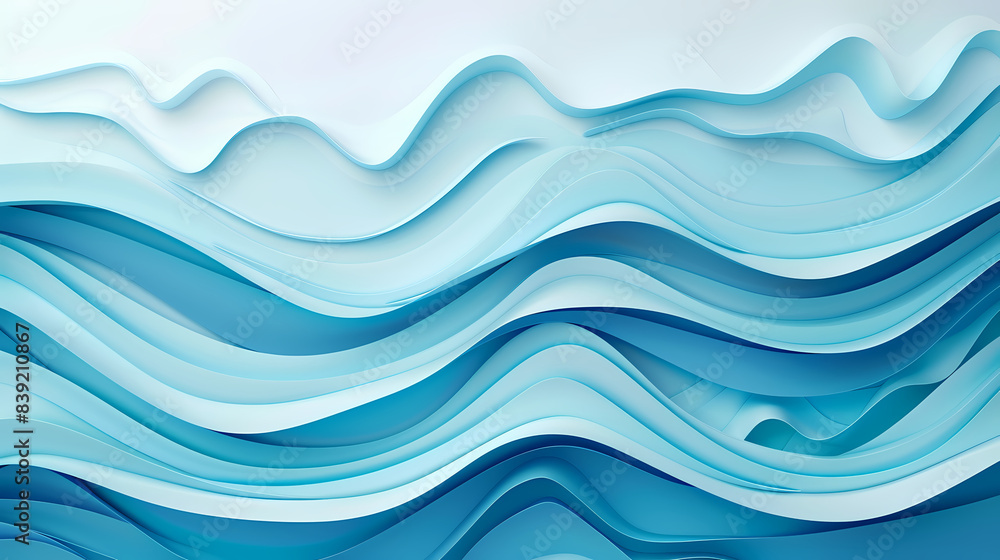 Fototapeta premium Abstract light blue waves paper art background vector image
