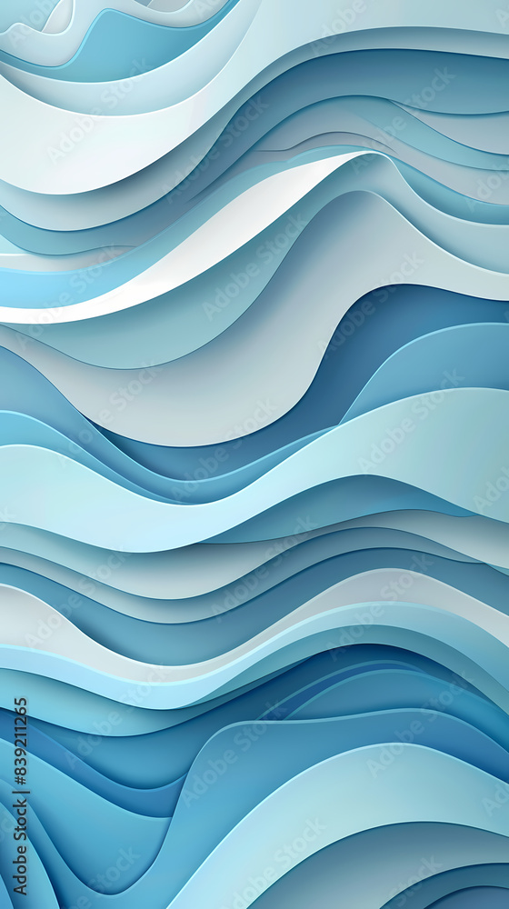 Obraz premium Abstract light blue waves paper art background vector image