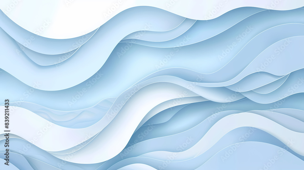 Fototapeta premium Abstract light blue waves paper art background vector image