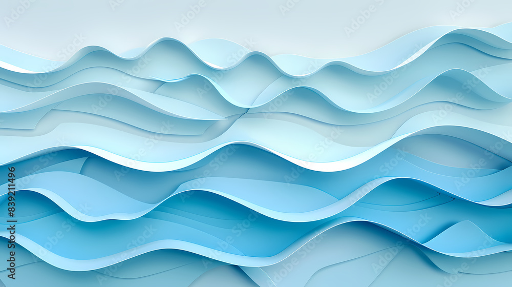 Abstract light blue waves paper art background vector image Abstract light blue waves paper art background vector image