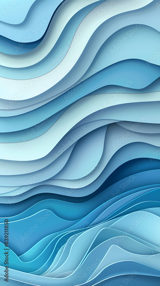 Fototapeta premium Abstract light blue waves paper art background vector image