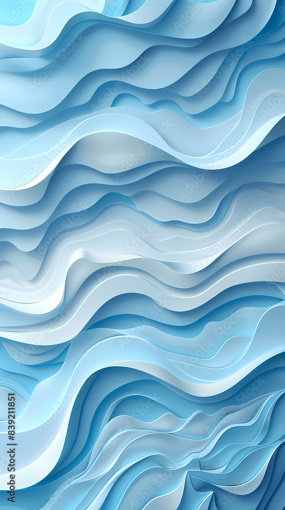 Abstract light blue waves paper art background vector image Abstract light blue waves paper art background vector image