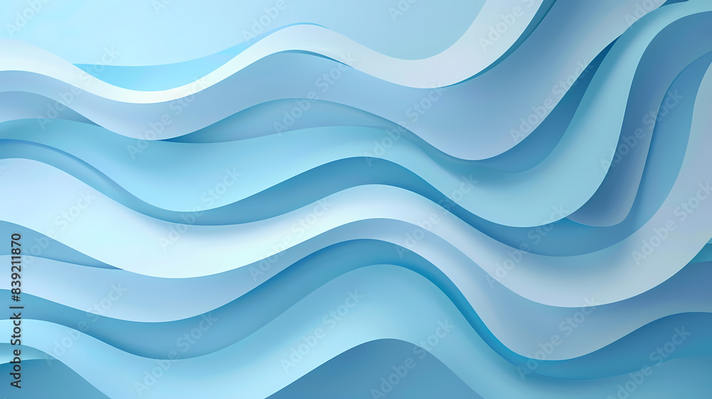 Obraz premium Abstract light blue waves paper art background vector image