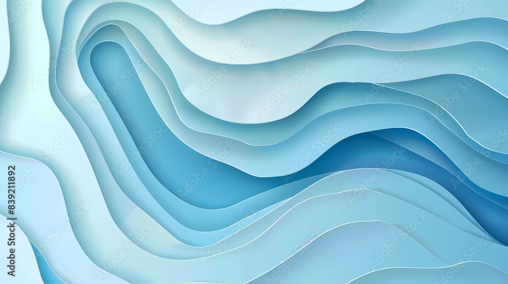 Abstract light blue waves paper art background vector image Abstract light blue waves paper art background vector image