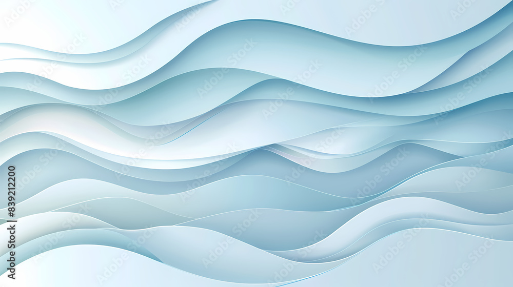Fototapeta premium Abstract light blue waves paper art background vector image