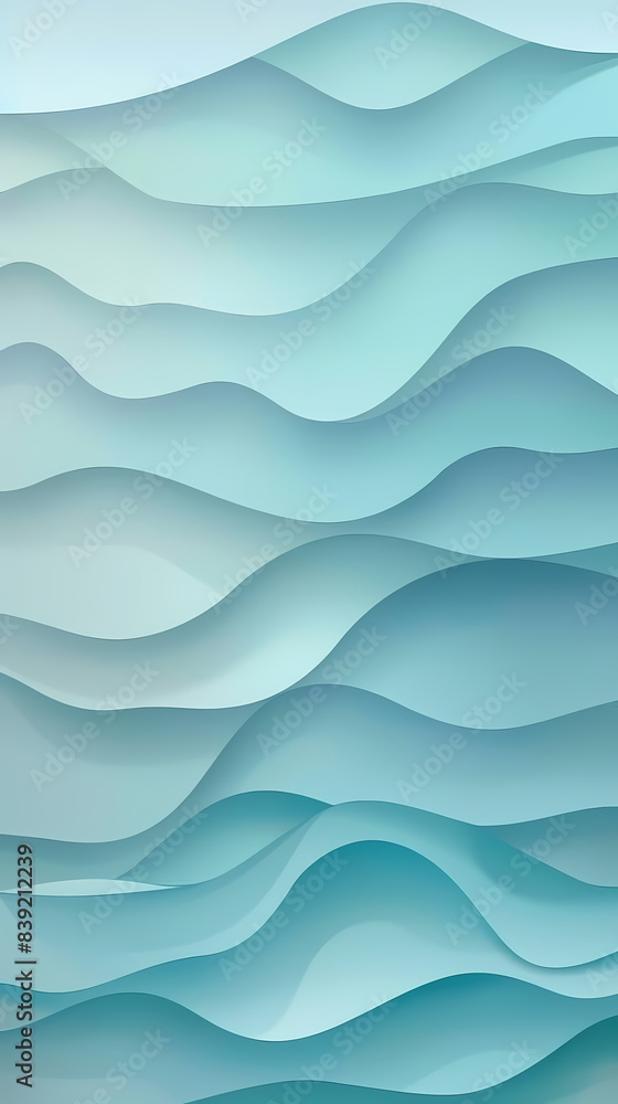 Fototapeta premium Abstract light blue waves paper art background vector image