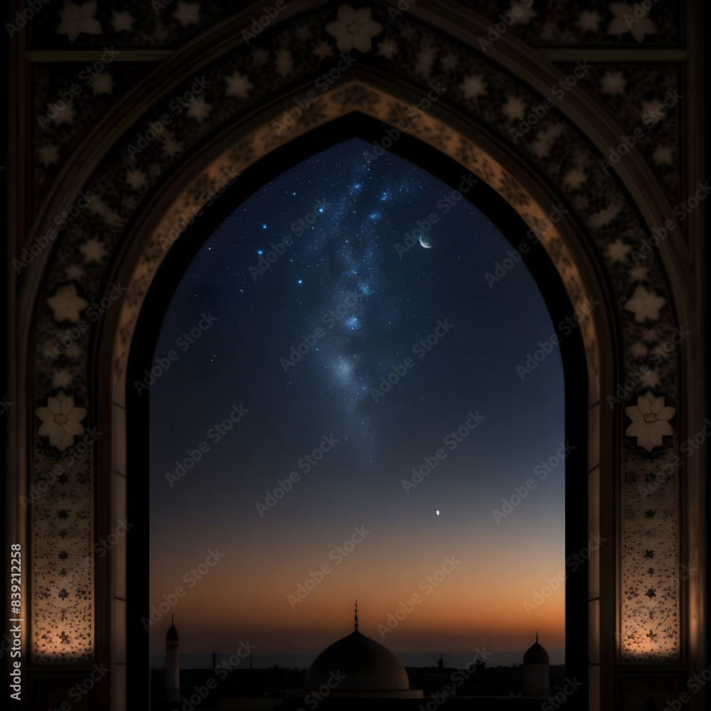 a islam mosque with stars and crescent moon a islam mosque with stars and crescent moon
