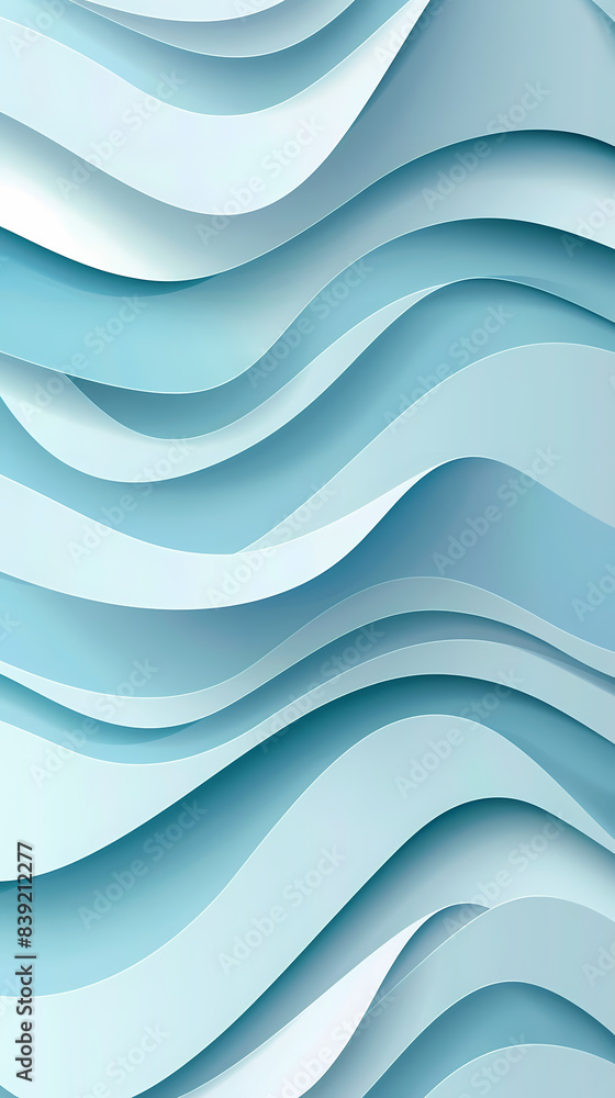 Fototapeta premium Abstract light blue waves paper art background vector image