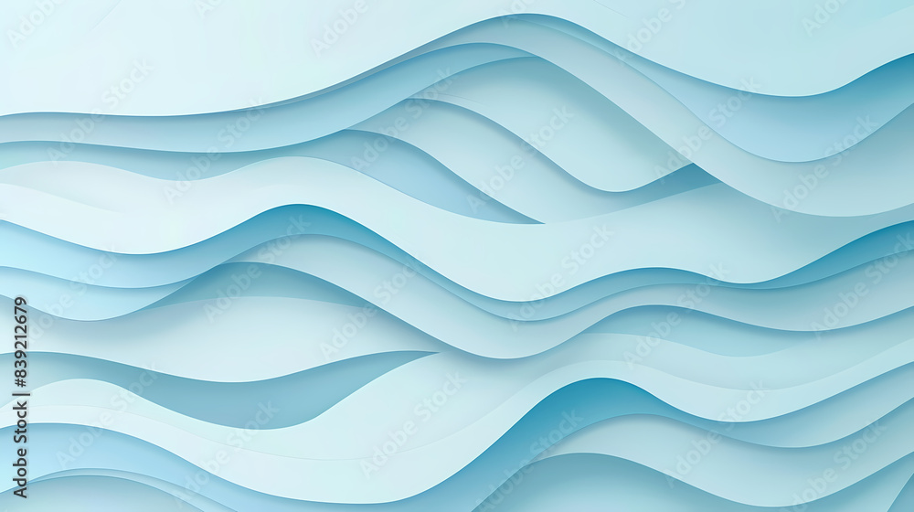 Fototapeta premium Abstract light blue waves paper art background vector image