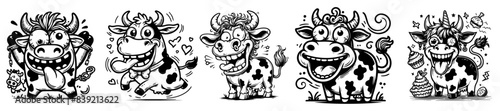collection of crazy cartoon cow drawing