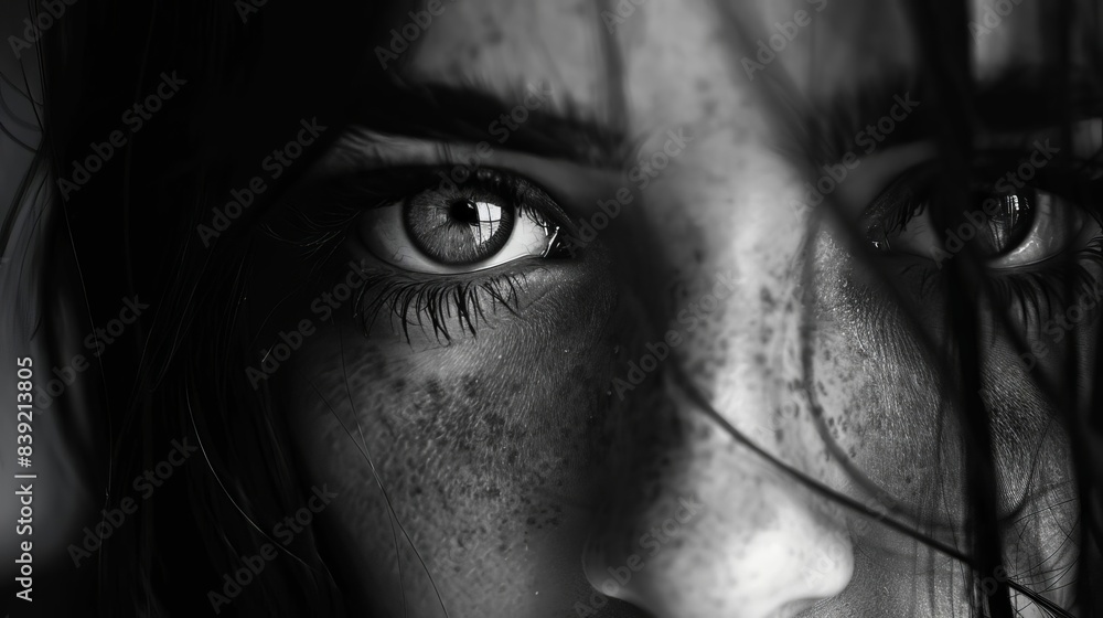 striking closeup portrait focusing on the soulful eyes of a person black and white photography striking closeup portrait focusing on the soulful eyes of a person black and white photography