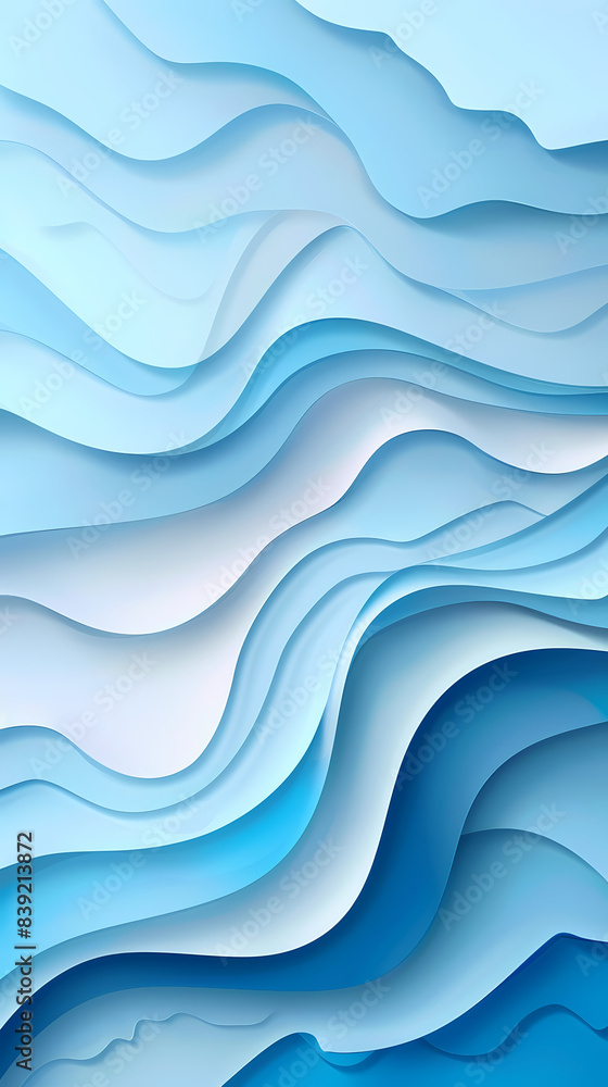 Fototapeta premium Abstract light blue waves paper art background vector image
