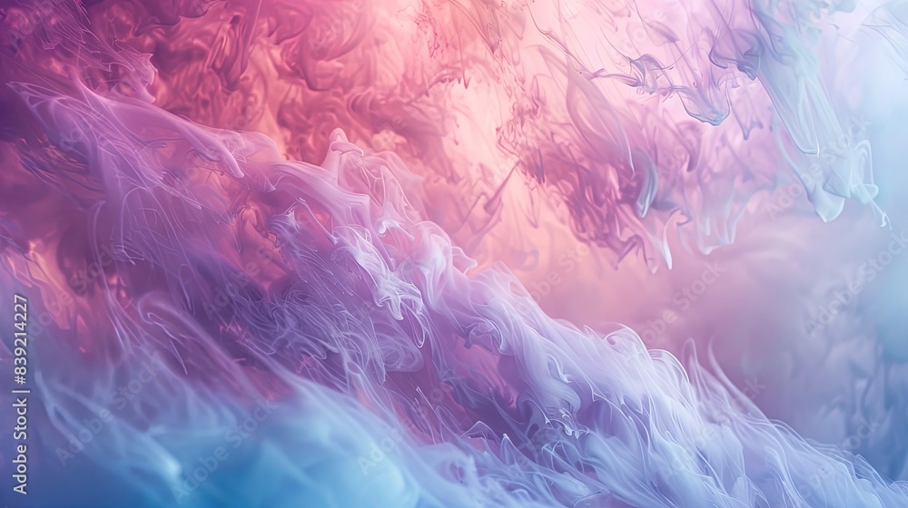 Fototapeta premium A dreamy abstract texture with a blend of soft pinks, purples, and blues, evoking a serene and ethereal atmosphere.