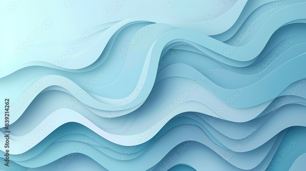 Obraz premium Abstract light blue waves paper art background vector image