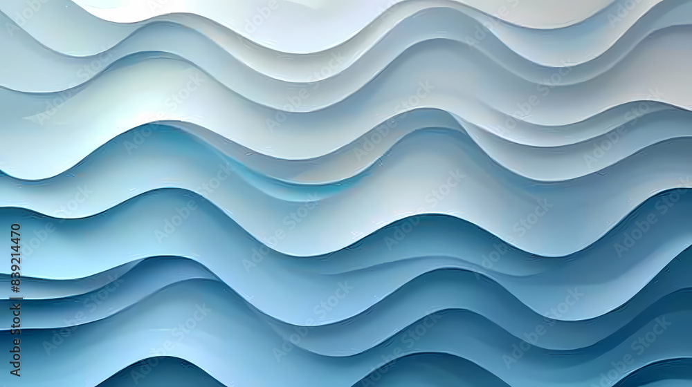 Fototapeta premium Abstract light blue waves paper art background vector image