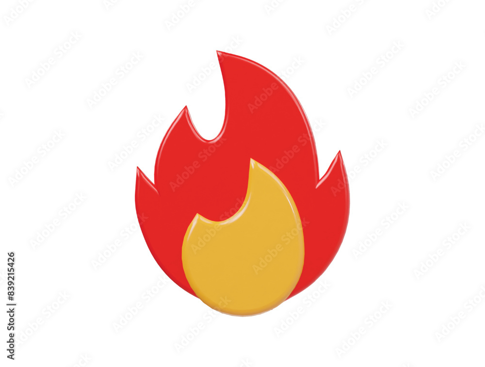 Fire icon 3d render illustraton Fire icon 3d render illustraton