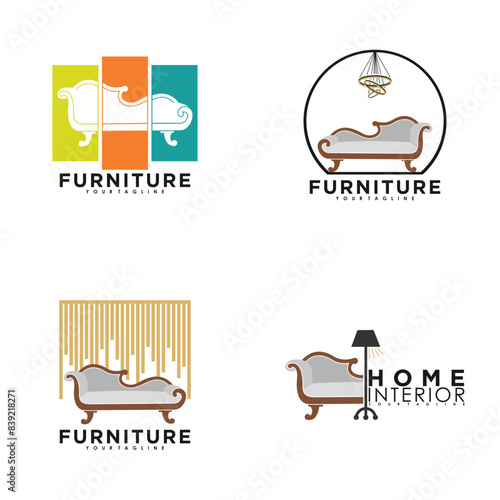 Set furniture logo design vector with creative concept