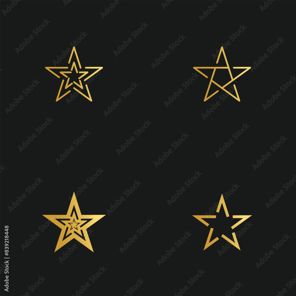 Set star logo design vector with golden gradien concept Set star logo design vector with golden gradien concept