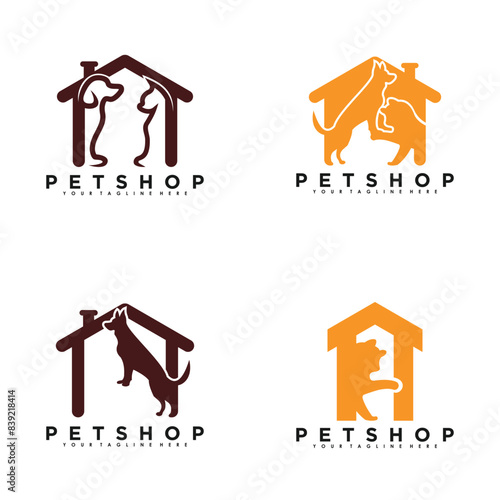 Set petshop logo desihn vector with creative concept premium