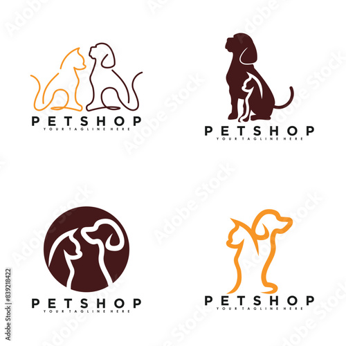 Set petshop logo desihn vector with creative concept premium
