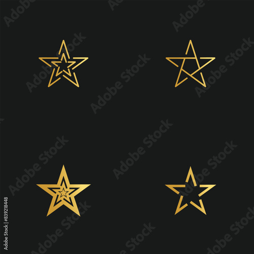 Set star logo design vector with golden gradien concept