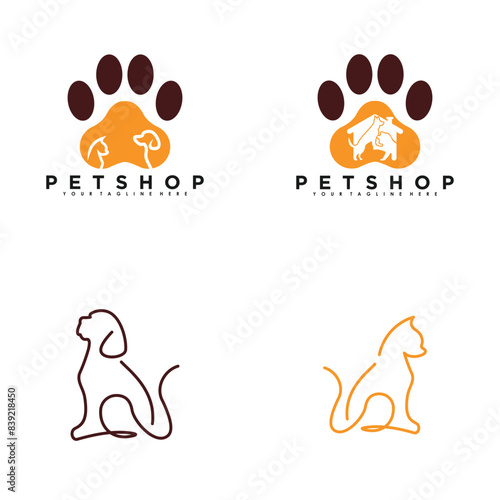 Set petshop logo desihn vector with creative concept premium