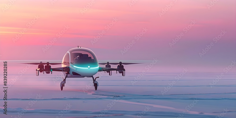 Unmanned taxi demonstrates smooth takeoff and navigation in different terrains with tech. Concept Unmanned Taxi, Smooth Takeoff, Navigation, Different Terrains, Technology Unmanned taxi demonstrates smooth takeoff and navigation in different terrains with tech. Concept Unmanned Taxi, Smooth Takeoff, Navigation, Different Terrains, Technology