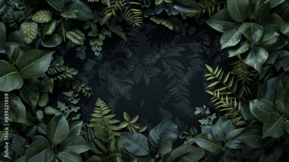 custom made wallpaper toronto digitalwallpaper , dark greenery , rectangle space for logo in the middle
