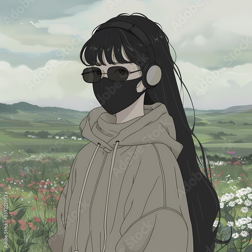 Black-Haired Woman with Sensory Sensitivity Outdoors